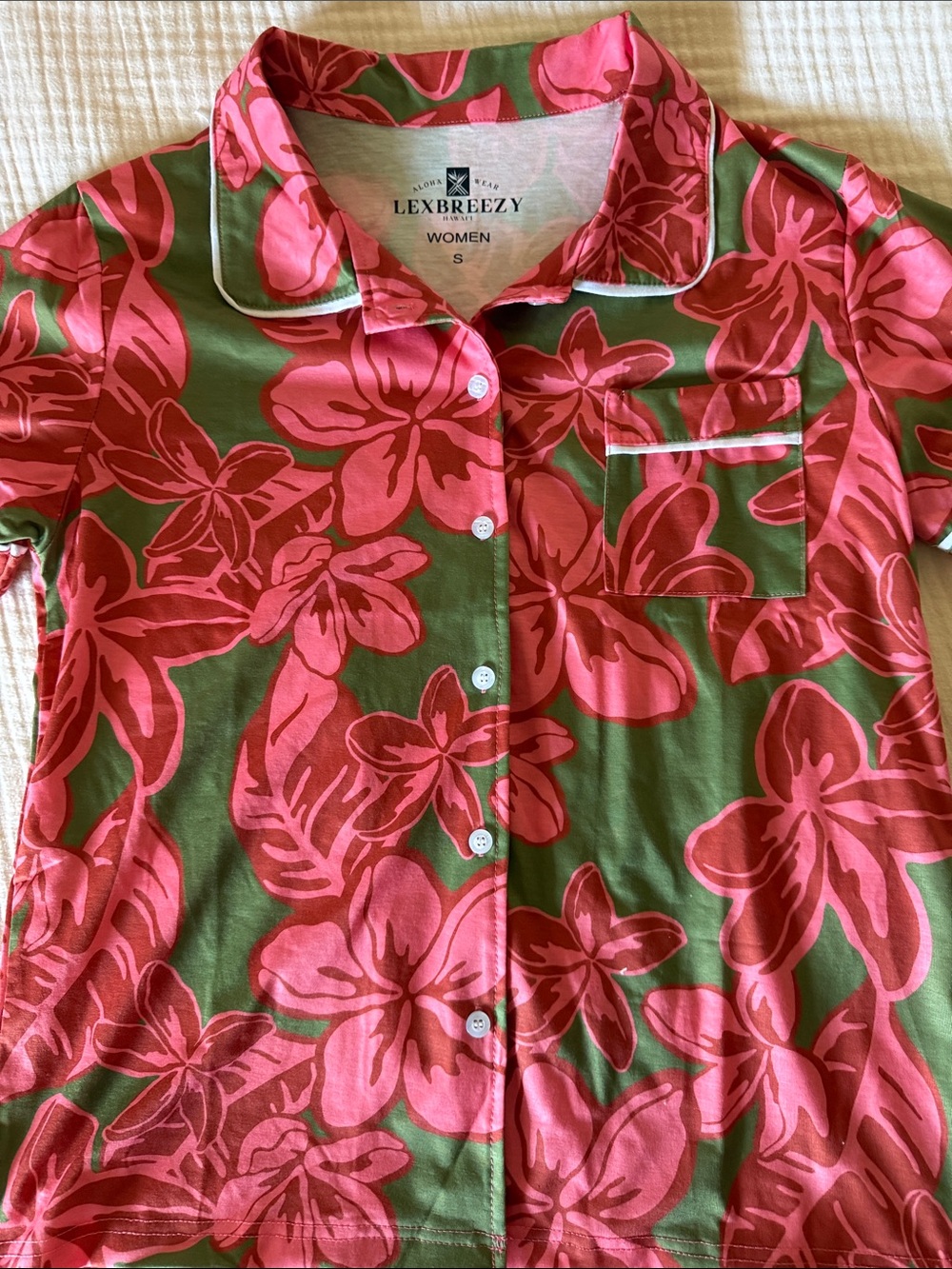 NWOT! Lexbreezy women’s Pua Melia Berry Pink Pajama Shorts Set - Picture 3 of 6